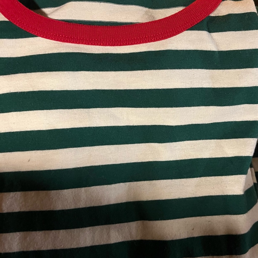 Green and white striped cotton pajamas long sleeve and full pant!